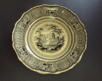 Transferware by Stevenson and Son in 1832, Staffordshire England, Cologne black pattern