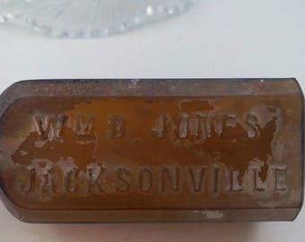 1800's medicine bottle embossed Wm D Jones Jacksonville