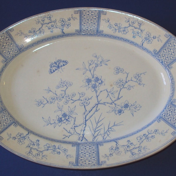 1878 English Blue Transferware Platter  T. Furnival