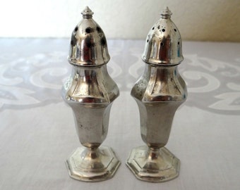 Vintage Pewter Salt & Pepper Shakers by Silver Peerless Co., Vintage Kitchenware, Mid Century Kitchenware