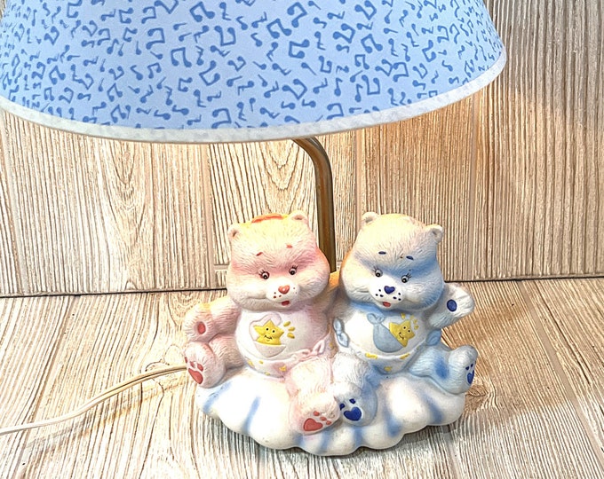 Vintage Care Bears Lamp With Shade 1984 Baby Hugs & Baby Tugs American ...