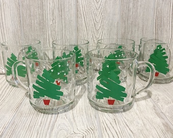 Vintage Dayton Hudson Confetti Christmas Mugs from 1988 2 Sets of 6 Available Luminarc Collectible Glass Xmas Cups Holiday Eggnog Cocktail