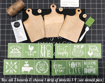 Magnolia Design Co DIY Mini Cutting Boards Kit Reusable Adhesive Silkscreen Stencil Chalk Paste DIY Craft Kit Gift Sweet Chalkin Woman