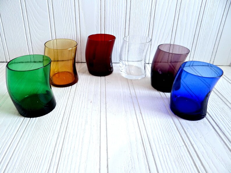 vintage coloured shot glasses