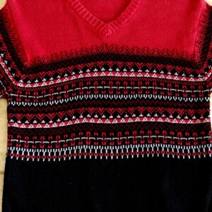 Vintage Nordic Style Red and Black V-neck Pullover Womens - Etsy