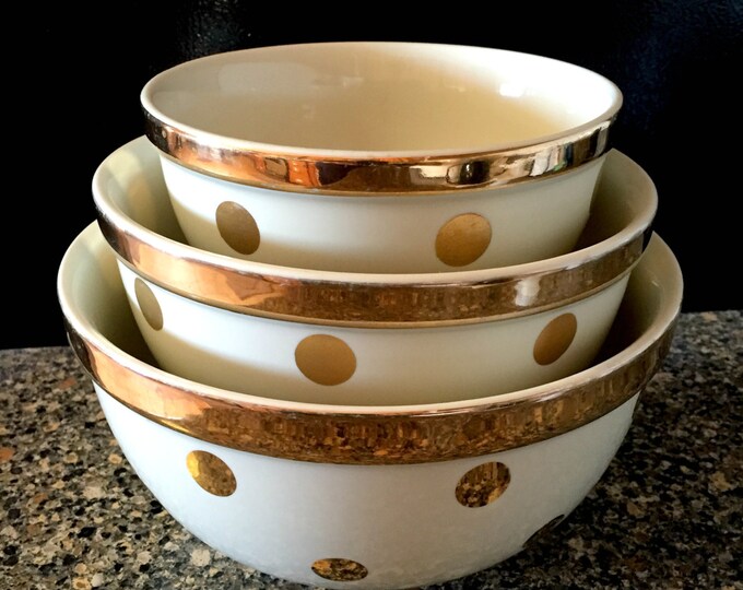 Vintage Hall's Gold Dot Superior Quality Kitchenware Nesting Bowls ...
