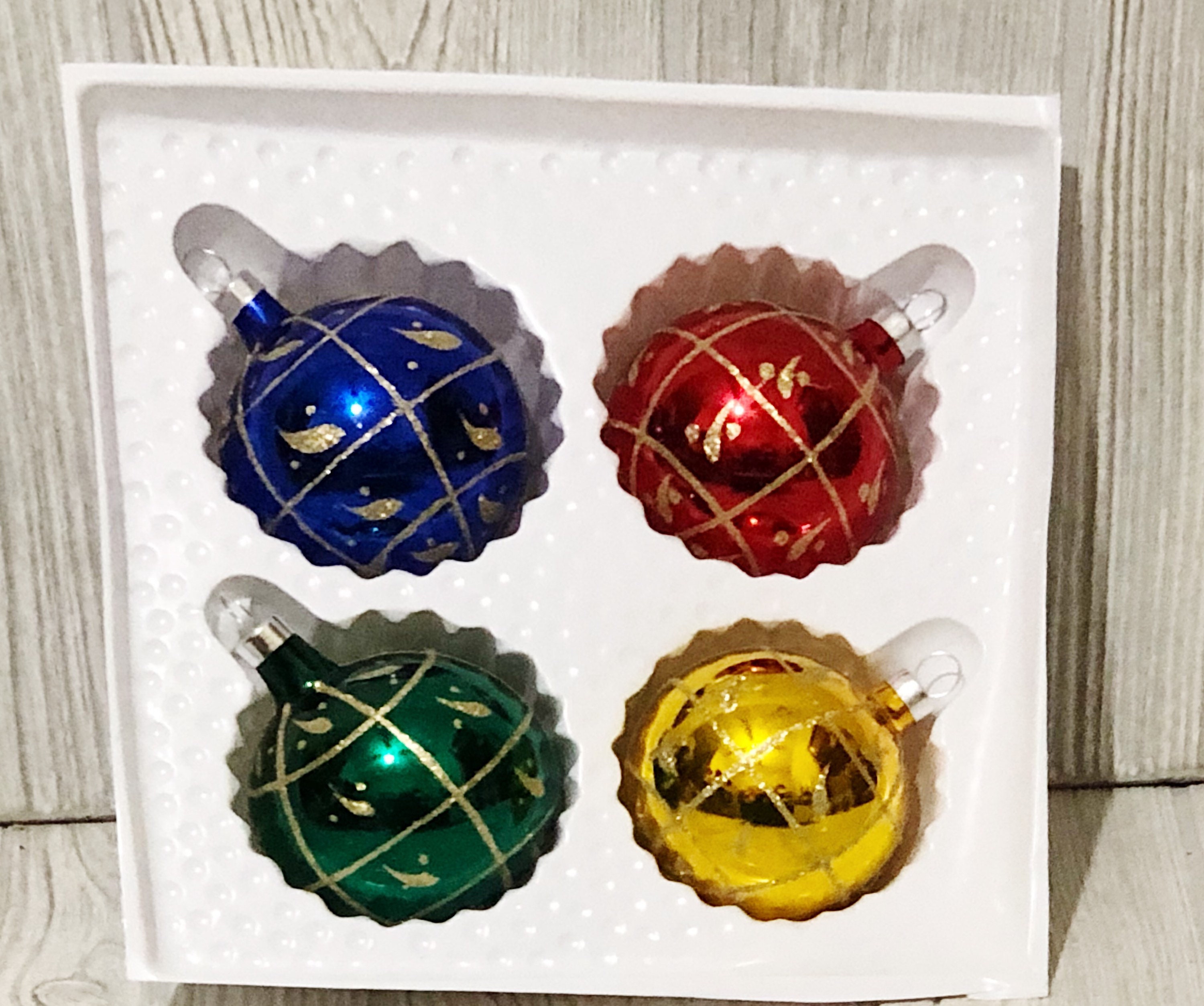 Vintage Christmas Hand Decorated Glass Ornaments Set of Four in ...