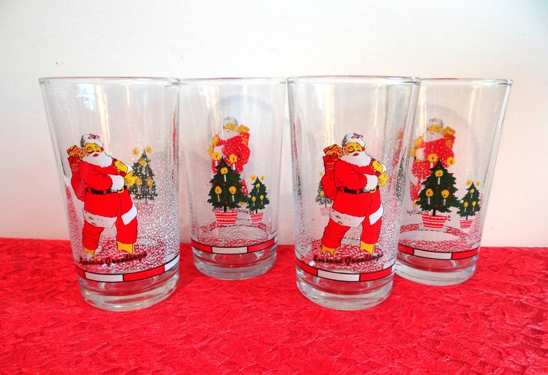 Vintage Firna Santa Claus Glasses Tumblers Set of 4 Made in Indonesia ...