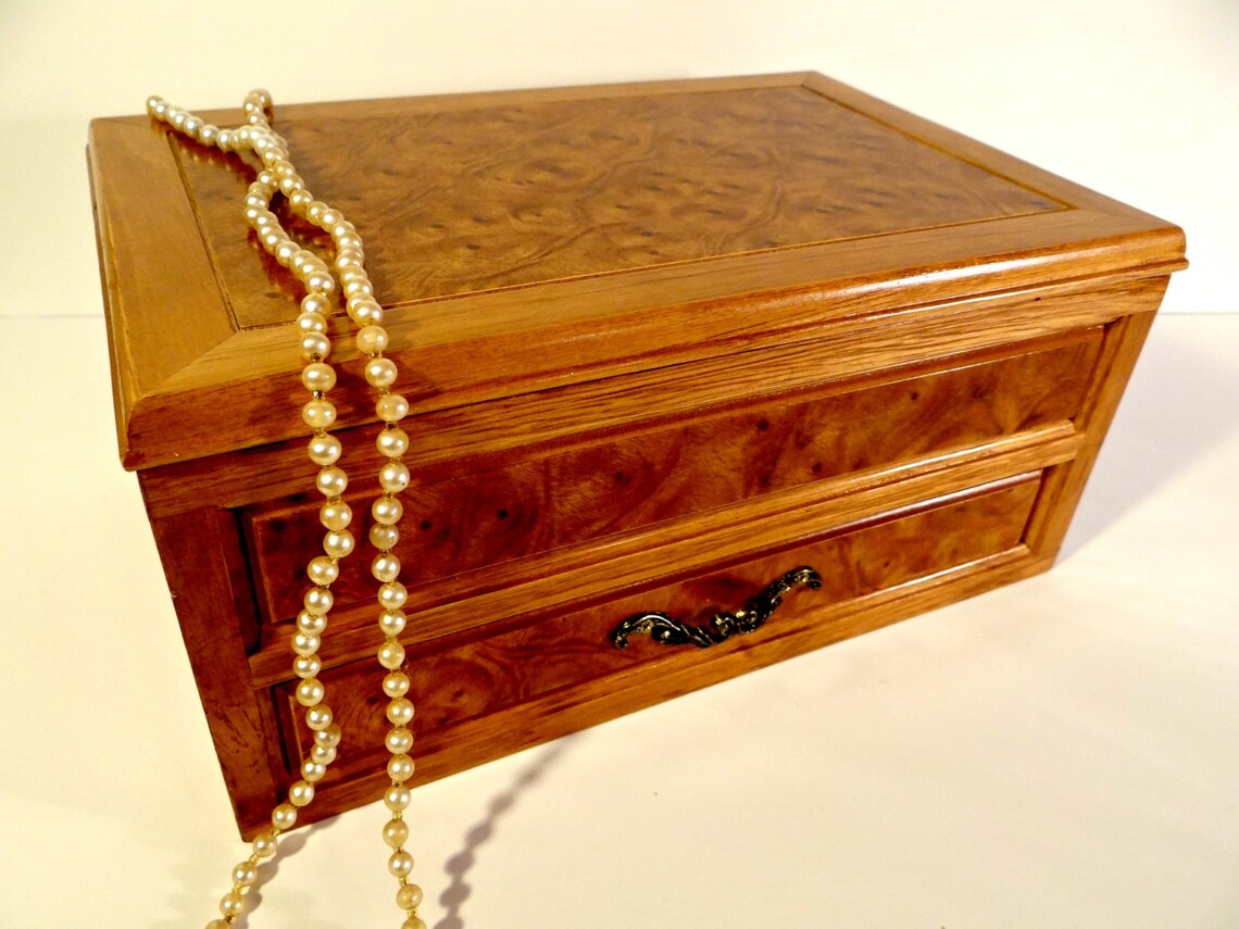 Vintage Mele Burl Wood and Oak Jewelry Box Wooden Box Etsy