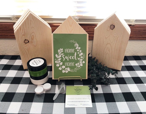 Magnolia Design Co DIY Kit Home Sweet Home Wood House Reusable Adhesive Silkscreen Stencil Chalk Paste DIY Craft Kit Sweet Chalkin Woman