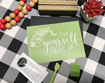 Magnolia Design Co DIY Kit Love Yourself More Shelf Sitter Adhesive Silkscreen Stencil Chalk DIY Craft Kit Sweet Chalkin Woman Gifts for Her
