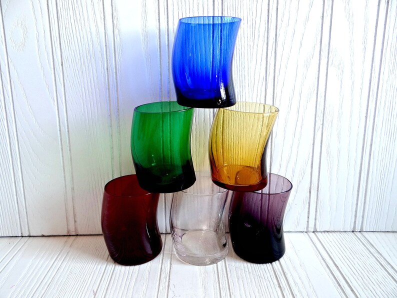 vintage coloured shot glasses