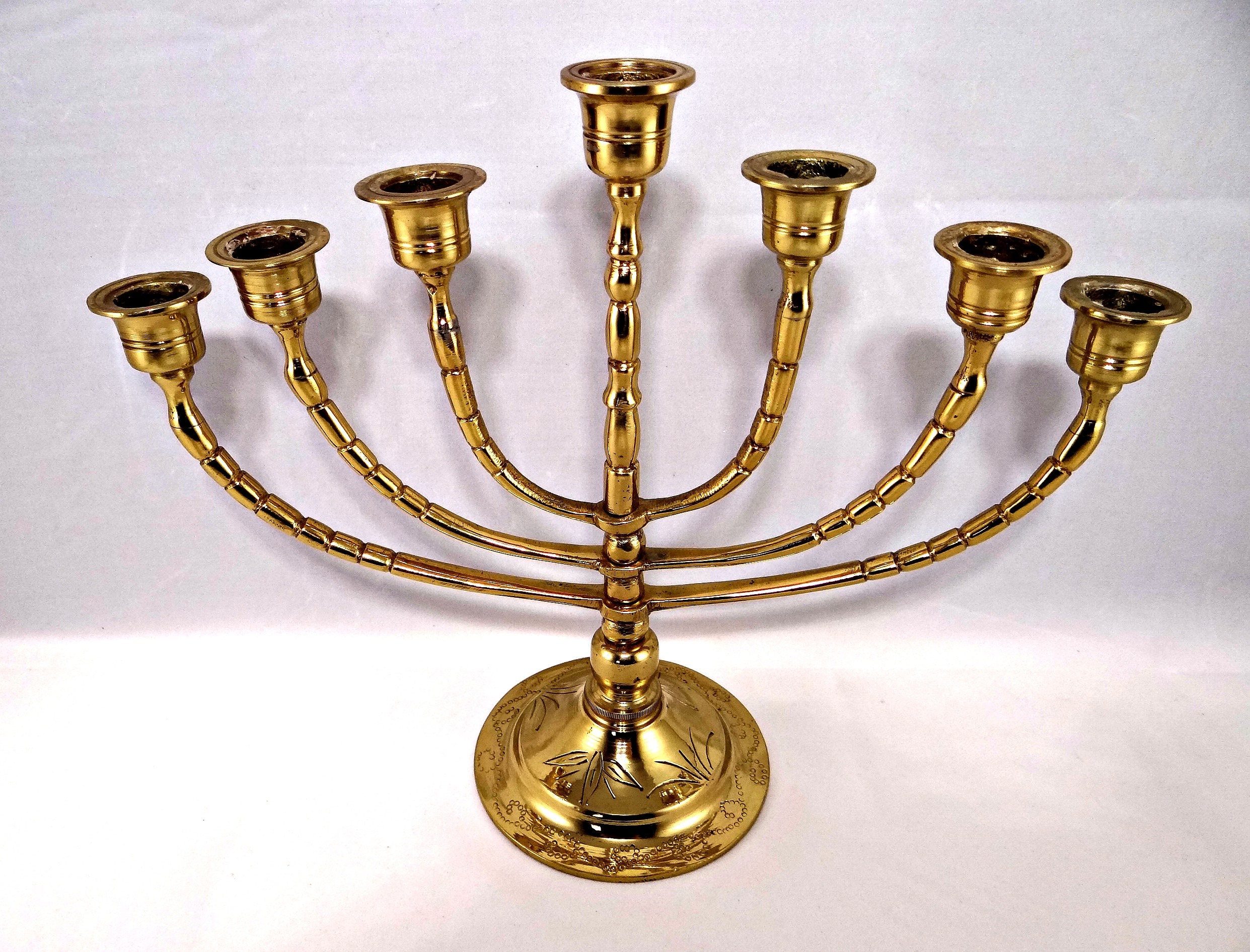 BBTISG Portacandele vintage Menorah, ramo staccabile Hanukkah dorato, portacandele vintage in ferro, decorazioni per candele Hanukkah diametro 1,5 cm (7 teste