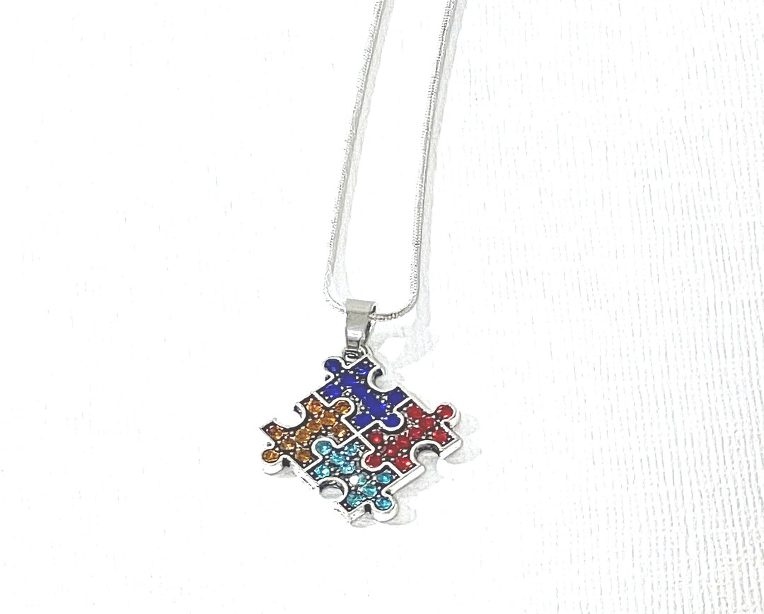 Autism Awareness Swarovski Crystals Puzzle Piece Pendant Necklace on ...
