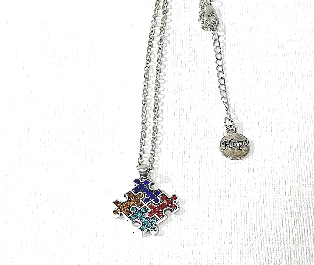 Autism Awareness Swarovski Crystals Puzzle Piece Pendant Necklace on ...
