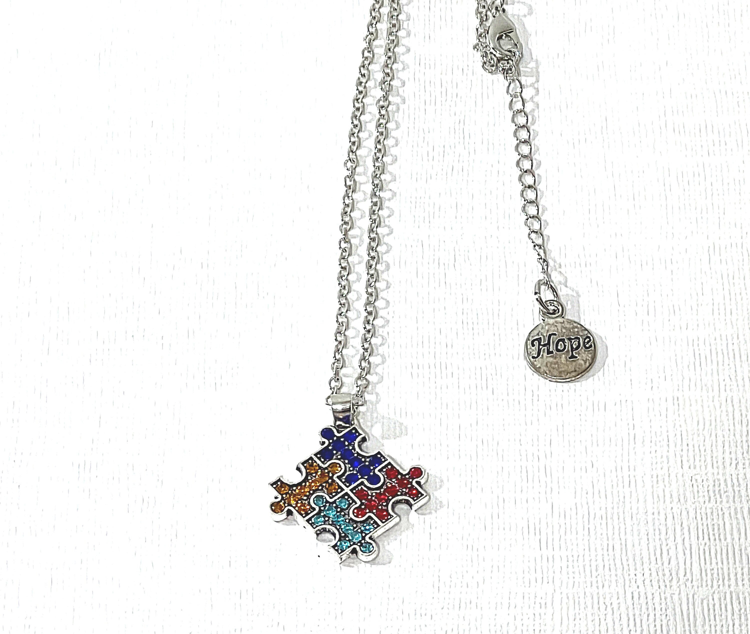 Autism Awareness Swarovski Crystals Puzzle Piece Pendant Necklace on ...