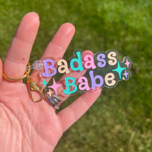 Badass Babe Keychain, Retro Style Keychain, Badass Babe Bag Charm