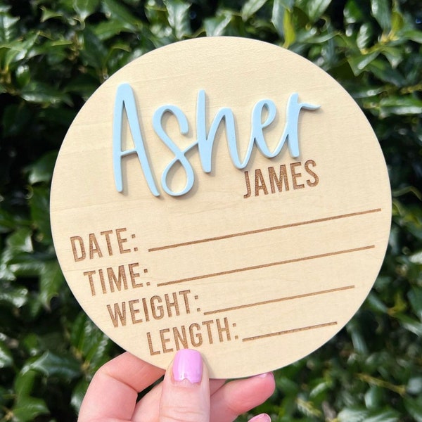 Baby Newborn Stats Sign | Personalized Newborn Sign | Baby Announcement Sign | Baby Name Circle Signs | Baby Shower Gift
