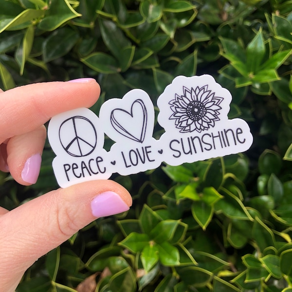 Peace Love Sunshine Sticker, Sunshine Sticker, Inspirational Sticker, Tumbler Stickers, Yeti stickers, waterproof stickers