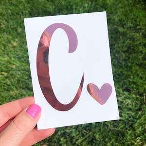 Initial Decal, Initial Monogram Decal, Heart Initial Decal, Personalized Decals, Rose gold Decals