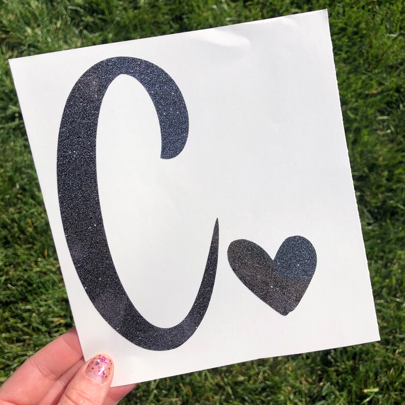 Initial Decal Initial Monogram Decal Heart Initial Decal Etsy