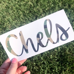 Personalized Camouflage Print Name Decal: Yeti Cup, Wine Glass