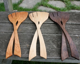 Hand Crafted Wooden Salad Servers