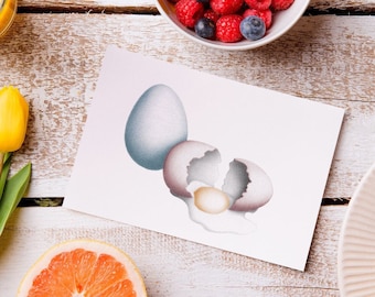 Cracked Egg Greeting Card , Easter Greeting Card, Spring Greeting Card