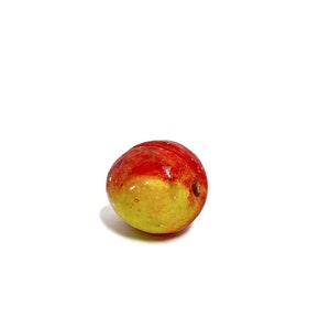 Vintage Italian Carved Marble Stone Red Plum with Wood Stem
