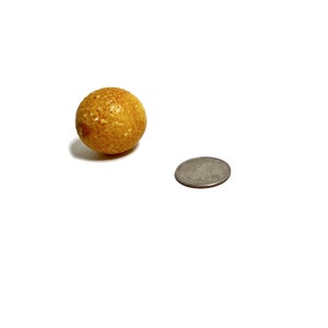 Miniature Vintage Italian Carved Marble Stone Orange with Wood Stem