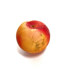 Vintage Italian Carved Alabaster Stone Peach with Wood Stem