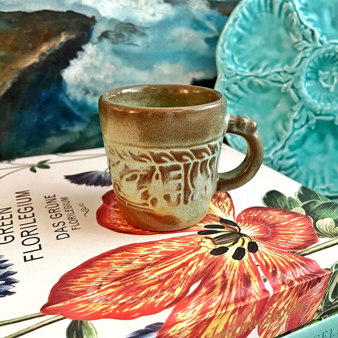 Vintage Frankoma Pottery Prairie Green Mayan Aztec Coffee Mug 7C - Etsy