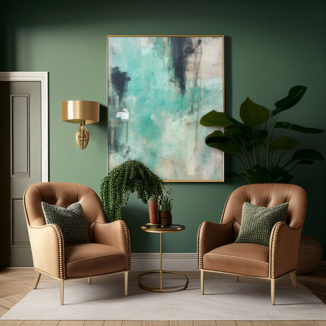 Abstract Blue Green Wall Art Print Extra Large Art Print ACC