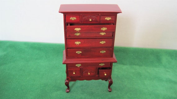 Dollhouse Miniature Queen Anne Victorian Highboy Dresser 1:12 Scale Furniture