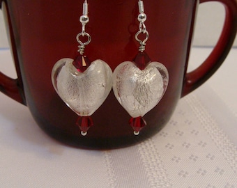 White heart earrings.