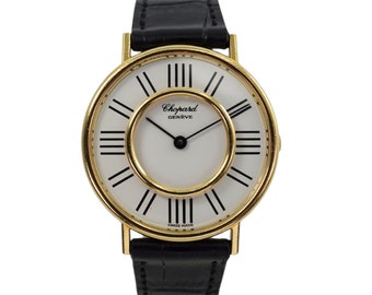 Runde Chopard-Vintage-Uhr aus 18-karätigem Gelbgold, 34 mm, ca. 1970er Jahre