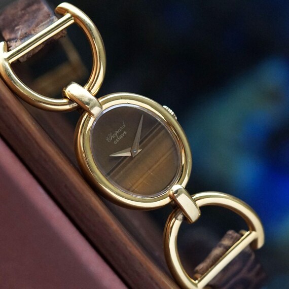 Chopard Etrier Tiger’s-Eye Stirrup Style Watch 18k Gold 1970s