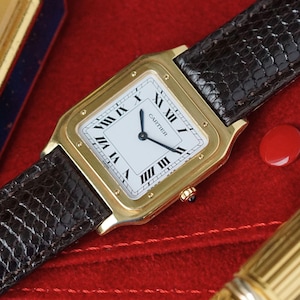 Cartier Santos Dumont Ref. 96054 27 mm Ultra Thin 18k Gold Manual Wind 1980s