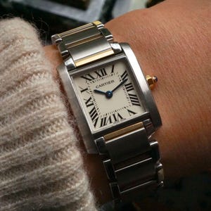 Cartier Tank Française Ref. 2384 Ouro 18k e Aço Pequeno 20 mm Feminino Anos 2000