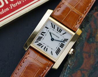 Cartier　vintage Vintage Cartier 20mm Tank Americaine 18k Yellow Gold Ladies