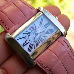 Cartier Divan Ref. 2600 Steel XL Pink Mother of Pearl Dial Limited Edition 2000s