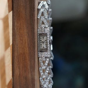 Marvin Watch Co Platinum Ladies Art Deco Diamond Wristwatch 3 ctw c. 1930’s Vintage Women's