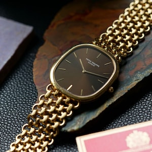 Patek Philippe Golden Ellipse Brun Soleil Ref. 3738/122J 18k Yellow Gold Bracelet Automatic 1980s