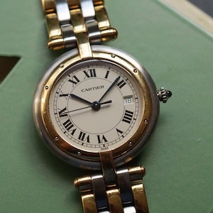 Cartier Panthere Vendome 3 Reihen 18k Gold & Stahl mit Datum 30 mm Quartz 1990er Jahre