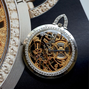 Audemars Piguet 18k Skeletonized Diamond Rare Vintage Pocket Watch 1970s