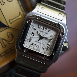 Cartier Santos Galbee Acero Automático 2423 Esfera Guilloché y Fecha 24 mm Años 90