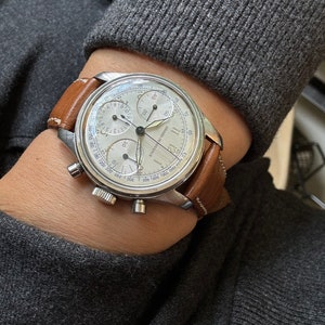 Girard Perregaux Stainless Steel Chronograph 3 Register Valjoux 72 c. 1960s