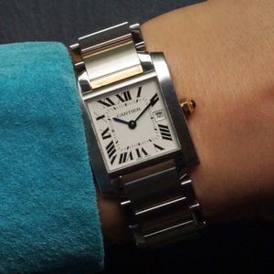 Cartier Tank Française Ref. 2465 Aço e Ouro Médio 25 mm Data Anos 2000
