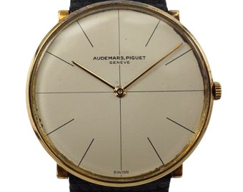 Audemars Piguet 18k geelgouden ultradunne ronde originele wijzerplaat c. 1966 Vintage authentiek