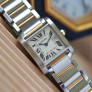 Cartier Tank Française Ref. 2465 Aço e Ouro 18k Médio 25 mm 2000s